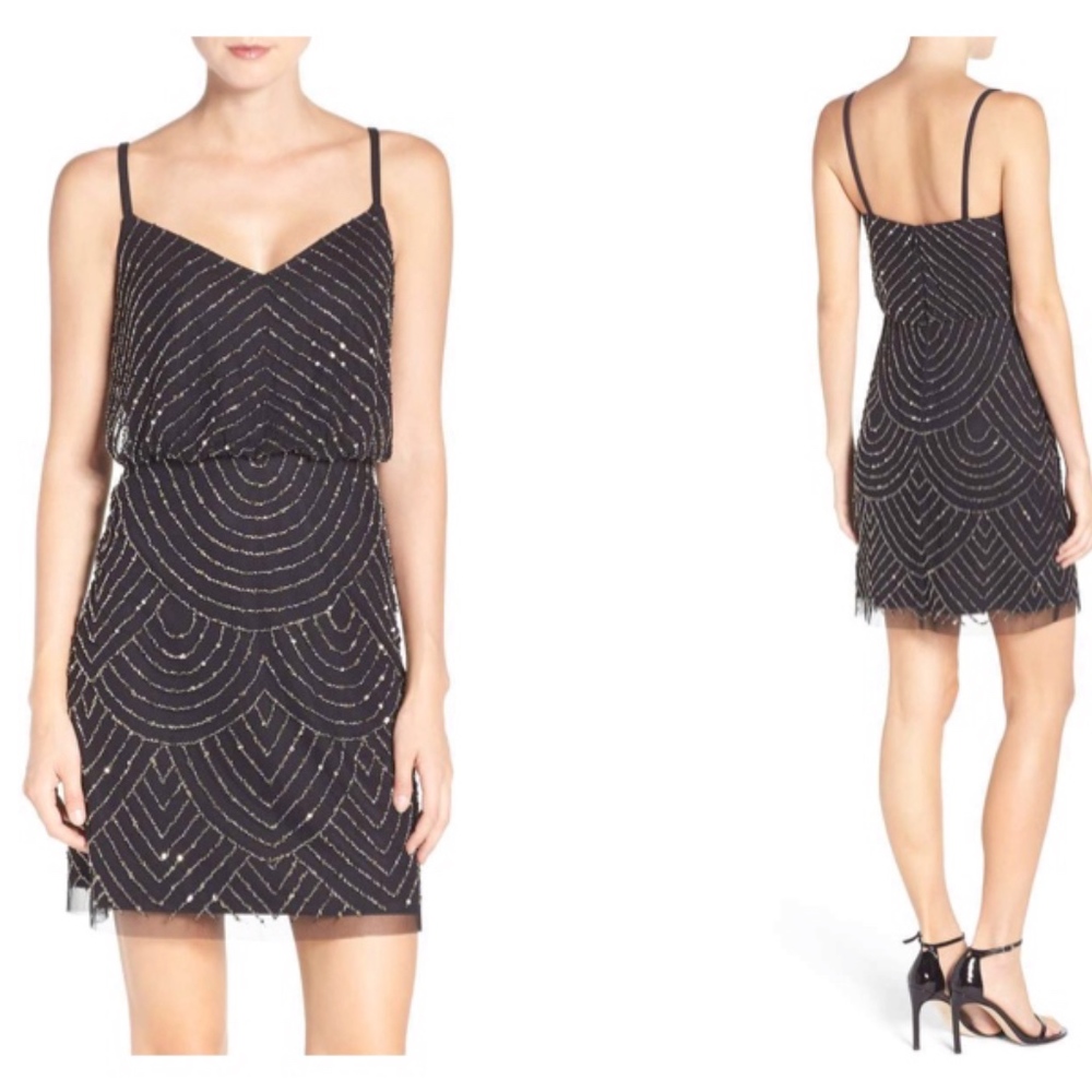 NEW Adrianna Papell Sequin Mesh Blouson Dress Size 6 12